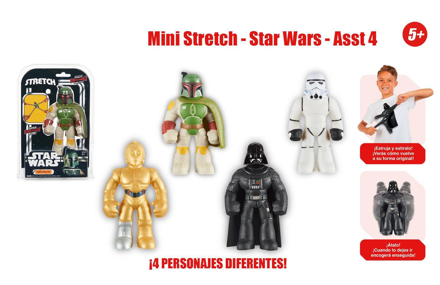 Figura Extensible Mini Stretch Star Wars modelos surtidos 9