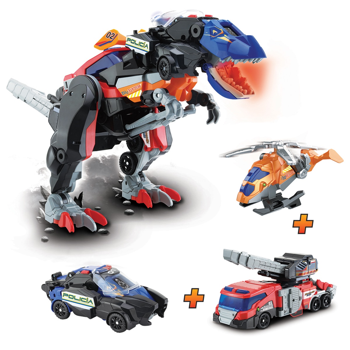 Figura Dinosaurio transformable Mega T-REX SOS 3 en 1 Switch&Go Vtech 2