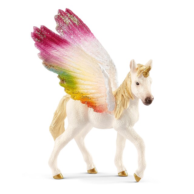 Muñeco Unicornio arcoíris alado, potro Schleich