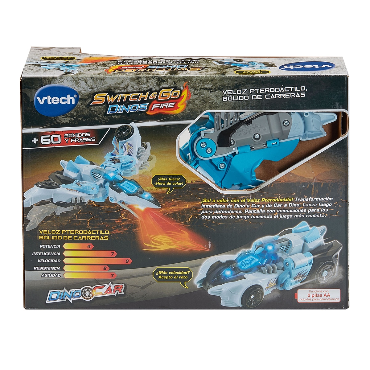 Dinosaurio transformable Veloz el Pterodáctilo Switch & Go Vtech 6