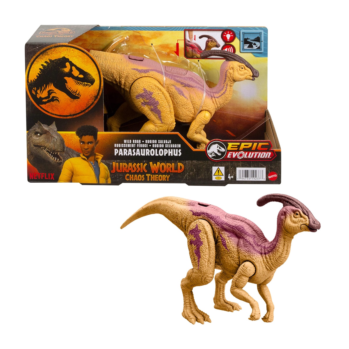 Imagen 0 de Dinosaurio Parasaurolophus Rugido Salvaje Jurassic World: Teoría del Dinocaos Netflix Mattel