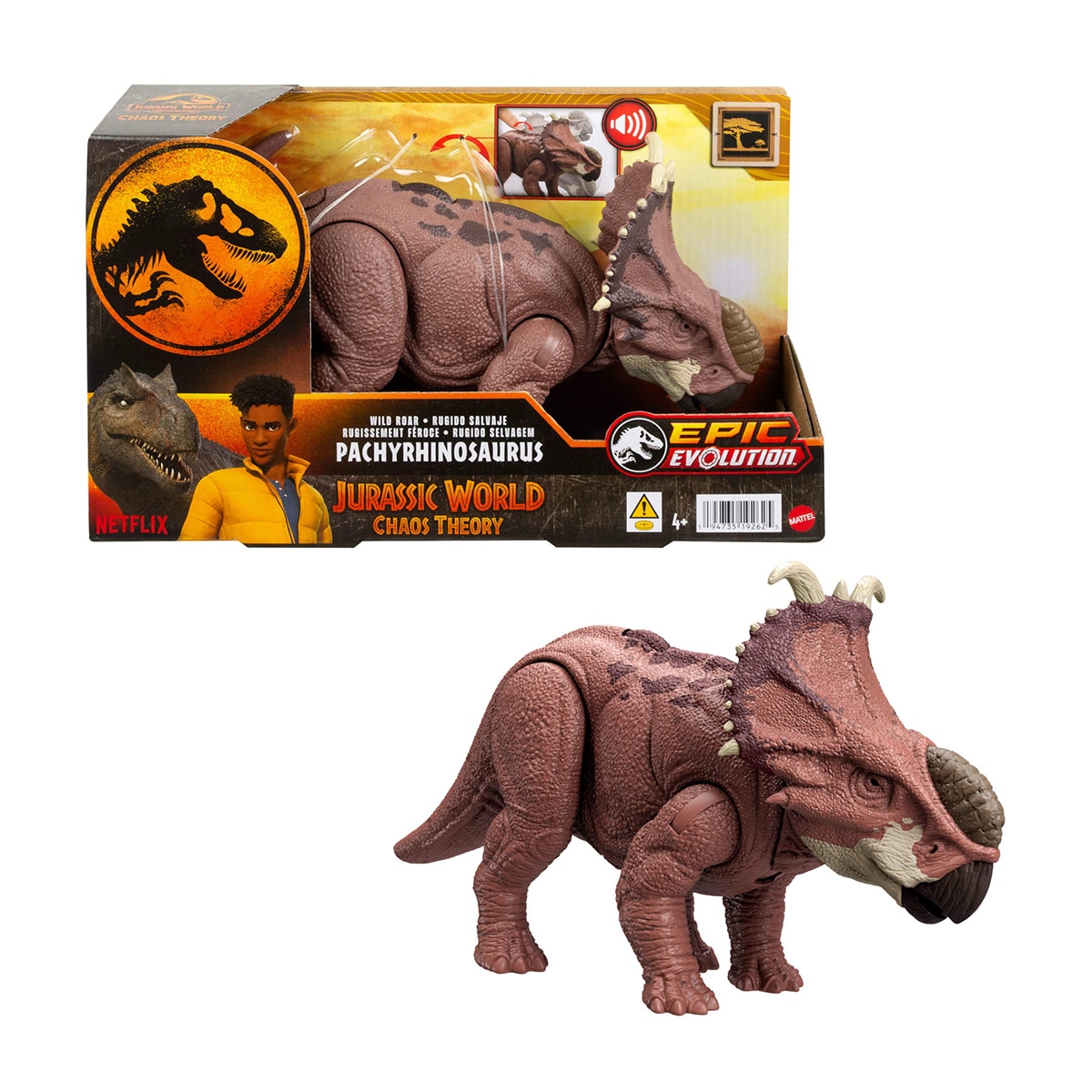 Imagen 0 de Dinosaurio Pachyrhinosaurus Rugido Salvaje Jurassic World: Teoría del Dinocaos Netflix Mattel