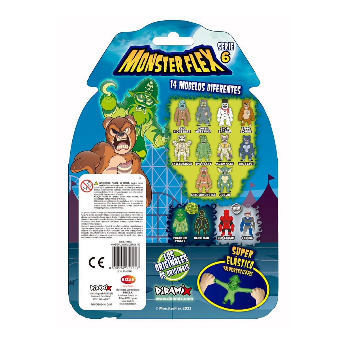Monsterflex clasicos serie 6 surtido, nuevos monstruos para estirar y retorcer 30