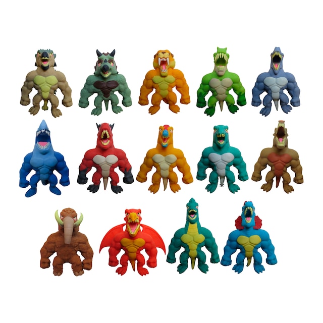 Monsterflex Dino, muñeco strech de dinosaurios para estirar y retorcer, 14 modelos par coleccionar.
