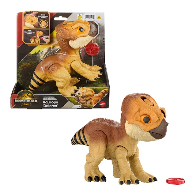Dinosaurio de juguete interactivo Aquilops Jurassic World Mattel