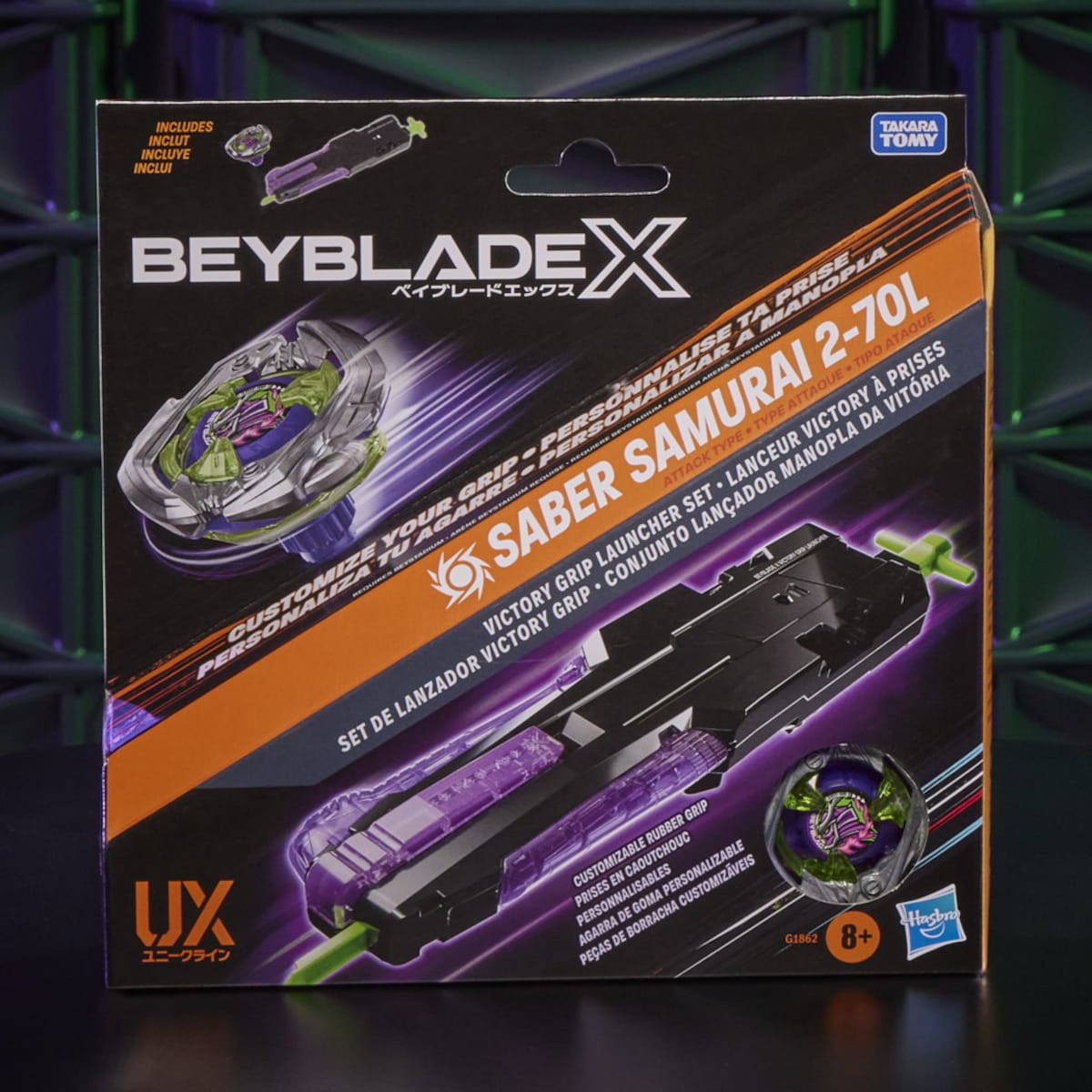 Beyblade X Set de Lançador Victory Grip com Saber Samurai 2-70L 11