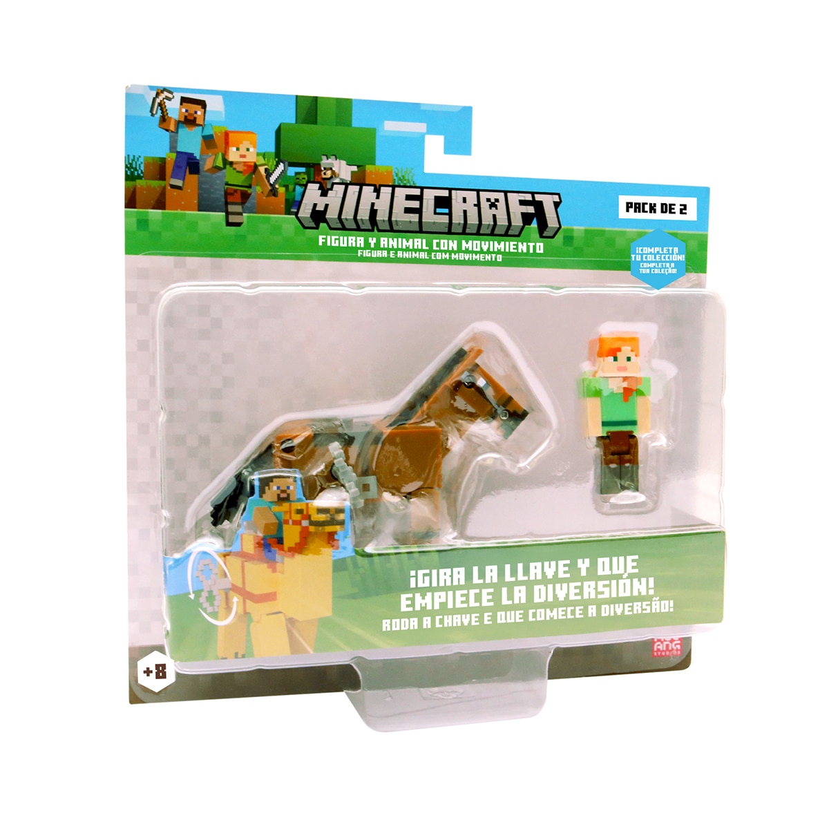 Figura coleccionable figura y animal con movimiento Minecraft Bizak 6