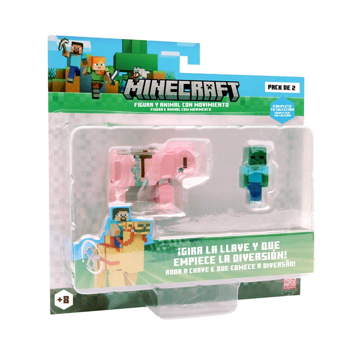 Figura coleccionable figura y animal con movimiento Minecraft Bizak 10