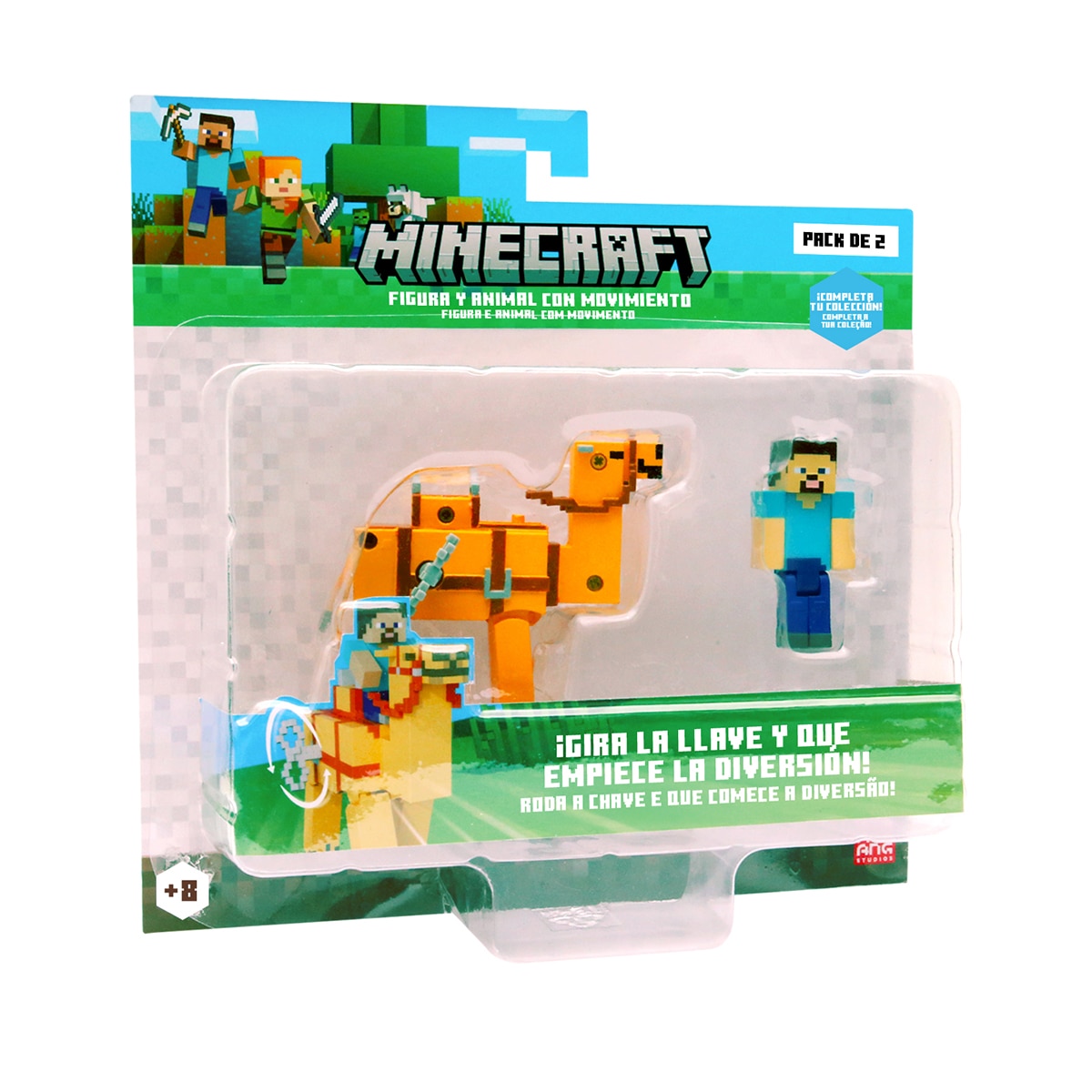 Figura coleccionable figura y animal con movimiento Minecraft Bizak 18