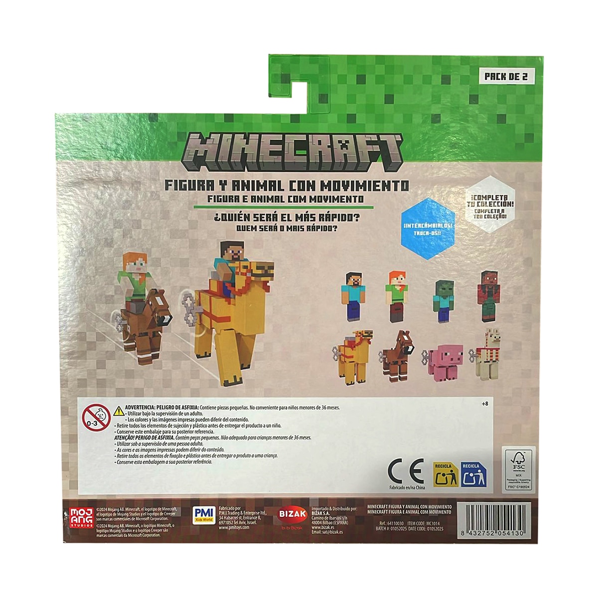 Figura coleccionable figura y animal con movimiento Minecraft Bizak 19
