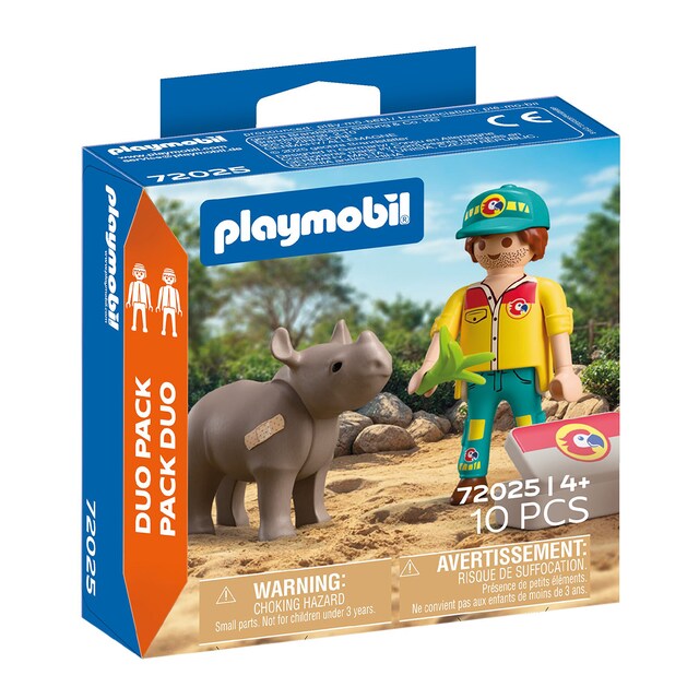 Imagen 0 de Duo Pack Cuidador con rinoceronte Playmobil