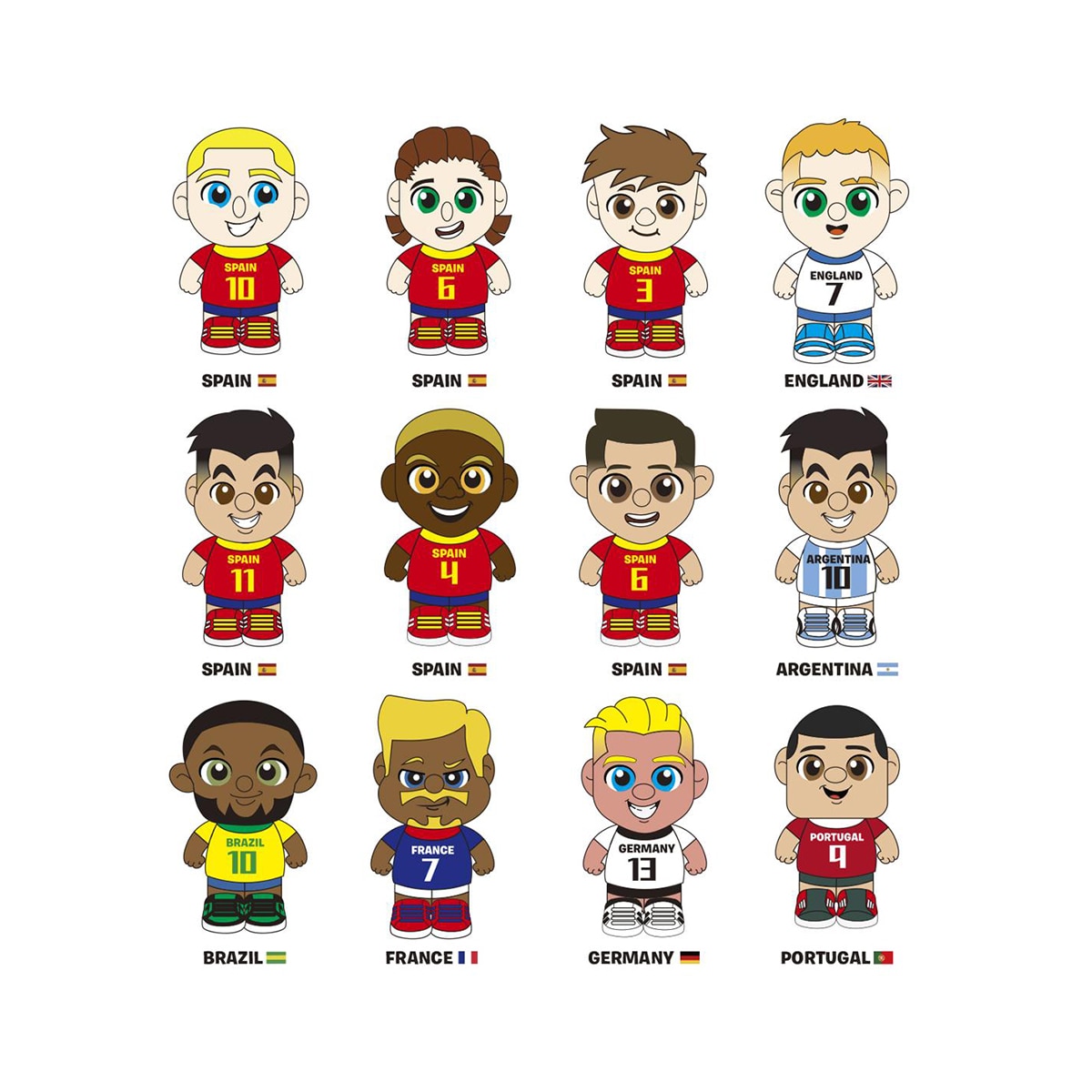 Figuras de jugadores de futbol Squishy Selecciones del futbol mundial surtidos Bizak 26