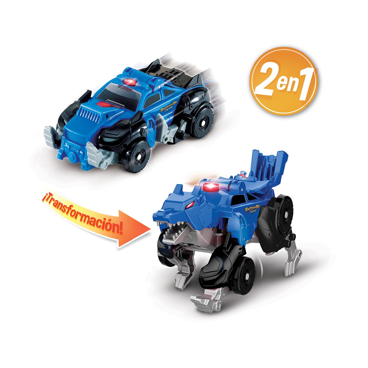 Figura Dinosaurio coche patrulla Switch&Go Dinos OneClick Sabueso el lobo 2
