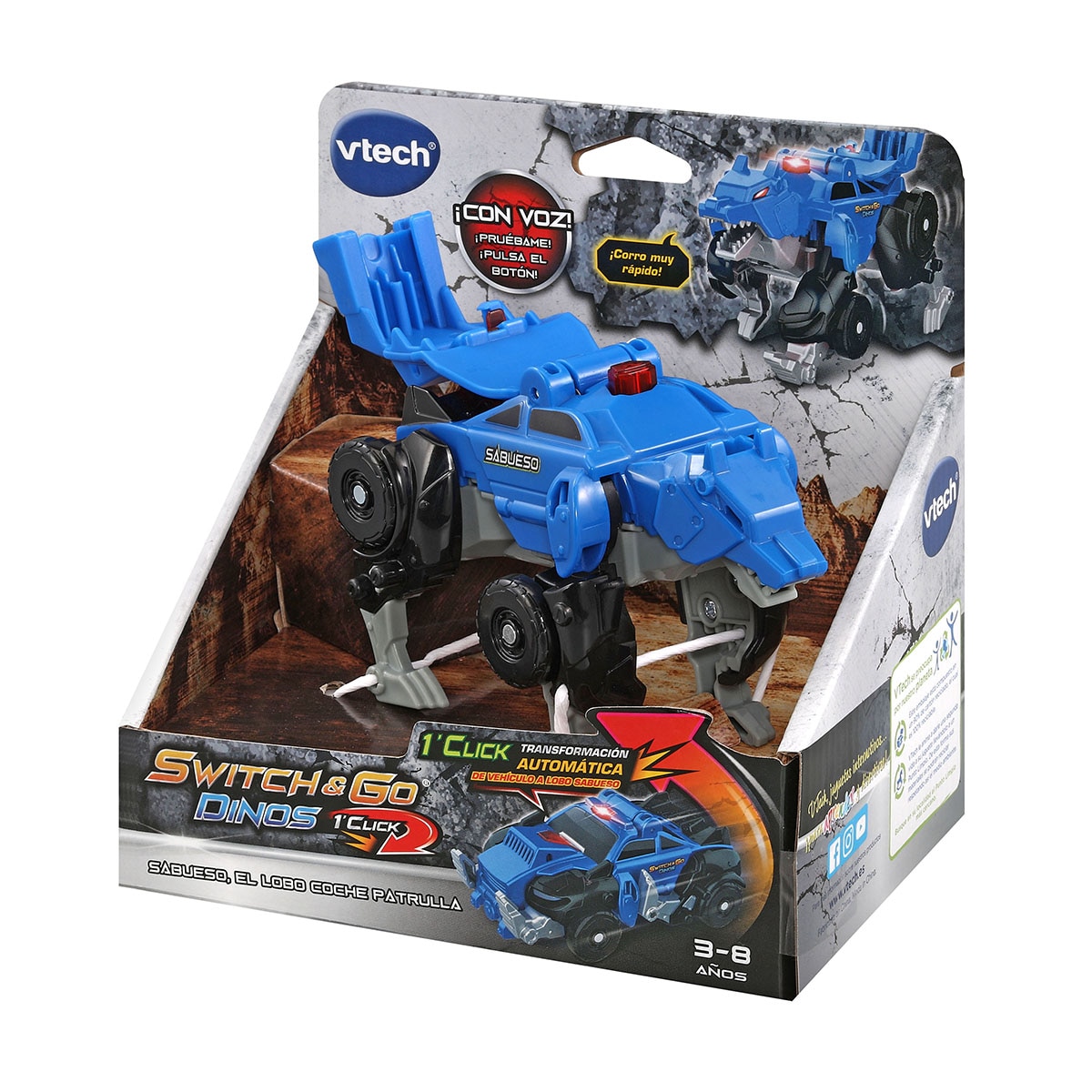 Figura Dinosaurio coche patrulla Switch&Go Dinos OneClick Sabueso el lobo 5
