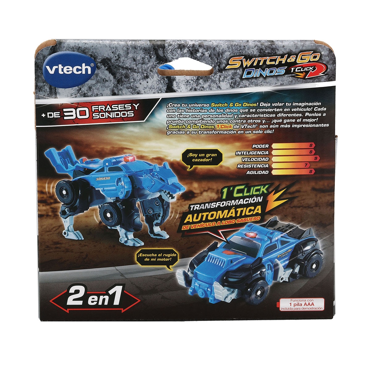Figura Dinosaurio coche patrulla Switch&Go Dinos OneClick Sabueso el lobo 6