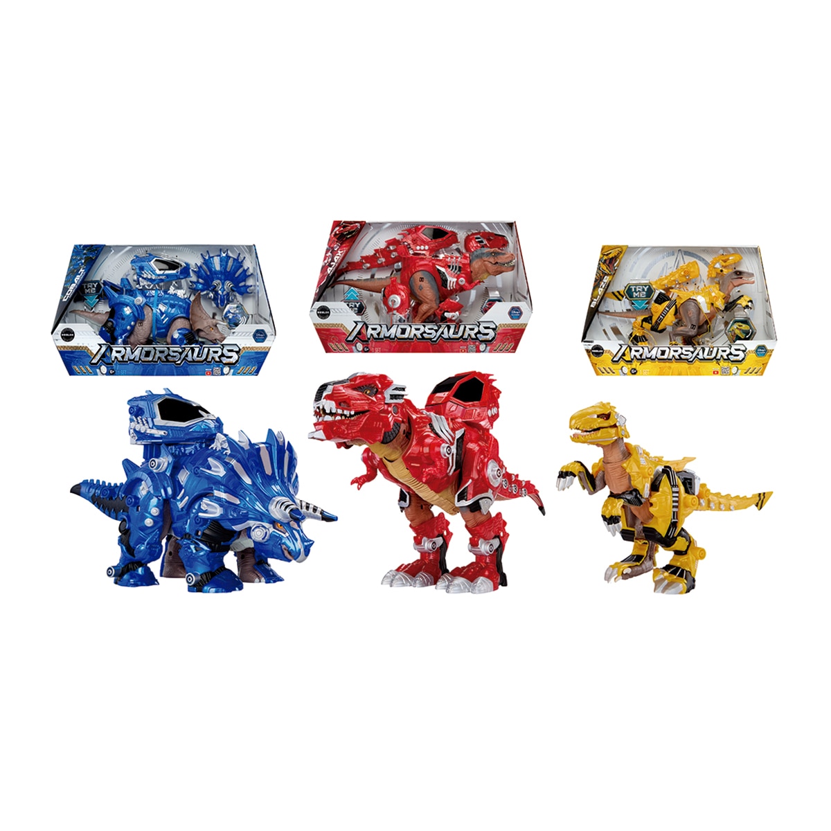 MGA - Figura de acción T-rex Rojo y armadura Armosaurus MGA.