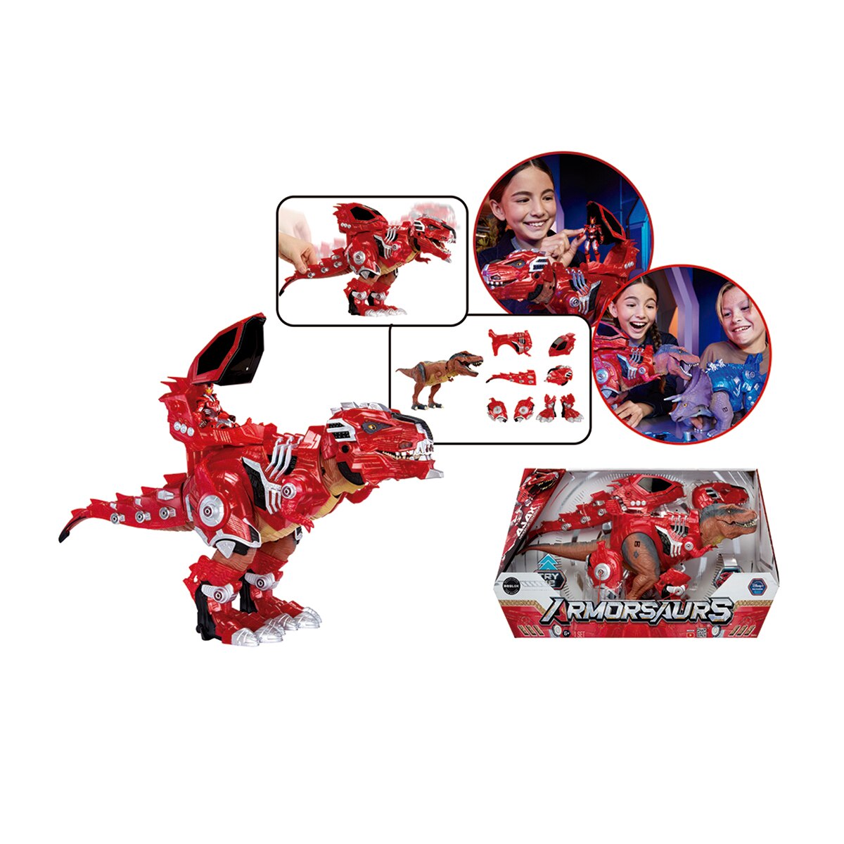 Figura de acción T-rex Rojo y armadura Armosaurus MGA 2