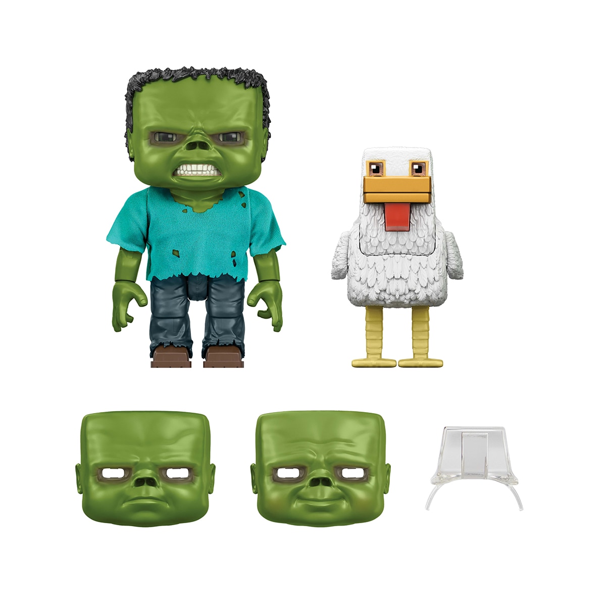 Imagen 2 de Figura con 3 caras intercambiables de zombi Minecraft Jinete de Gallina Minecraft Mattel