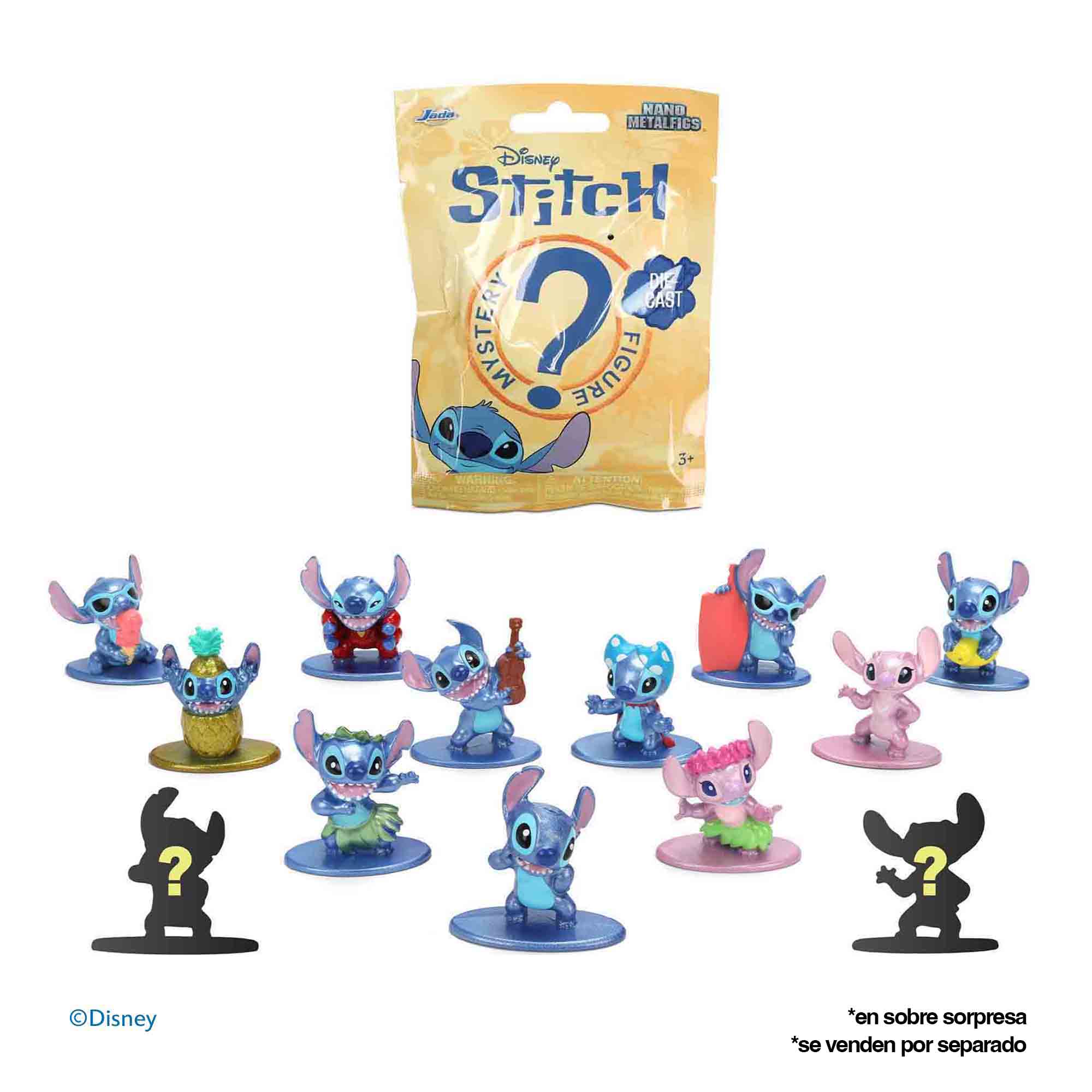Imagen 0 de Sobres con figura de 4cm metal de Stitch. Sobre sorpresa nano figura Stitch W4 Disney Jada Toys 11 modelos surtidos + 2 exclusivos