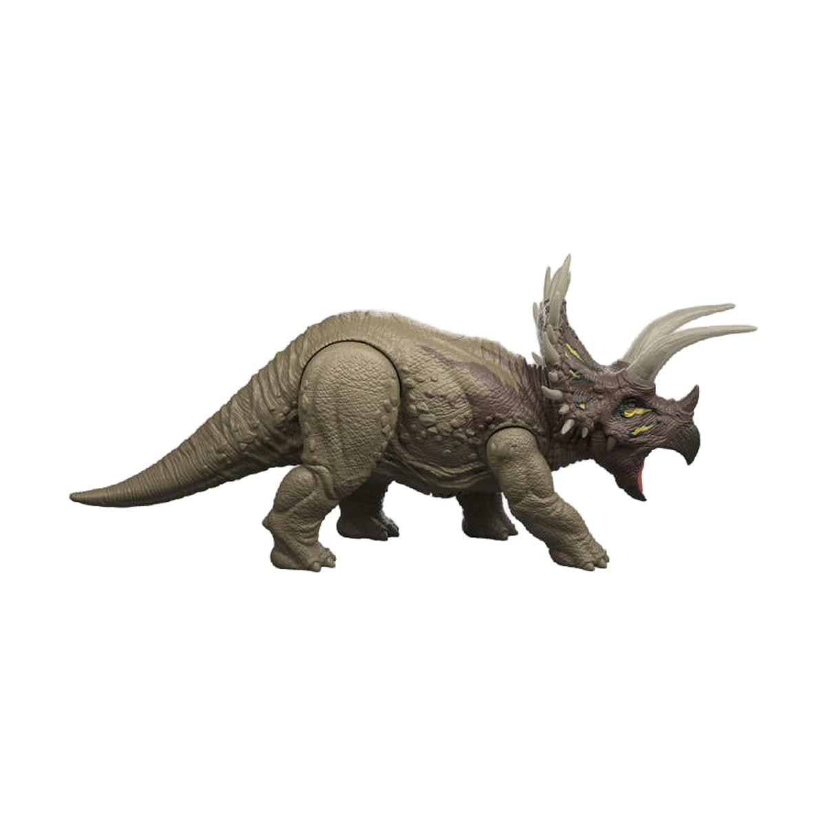 Imagen 1 de Figura Tricerátops con rugidos, luces, ataque y código para juego digital Jurassic World