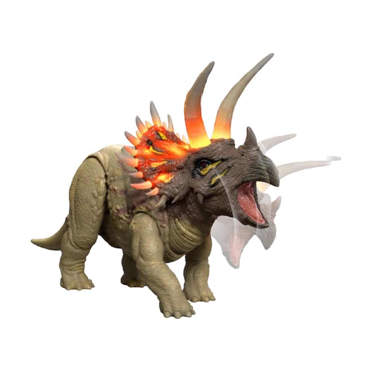 Imagen 3 de Figura Tricerátops con rugidos, luces, ataque y código para juego digital Jurassic World