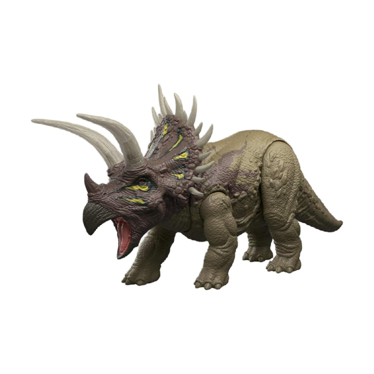 Imagen 4 de Figura Tricerátops con rugidos, luces, ataque y código para juego digital Jurassic World