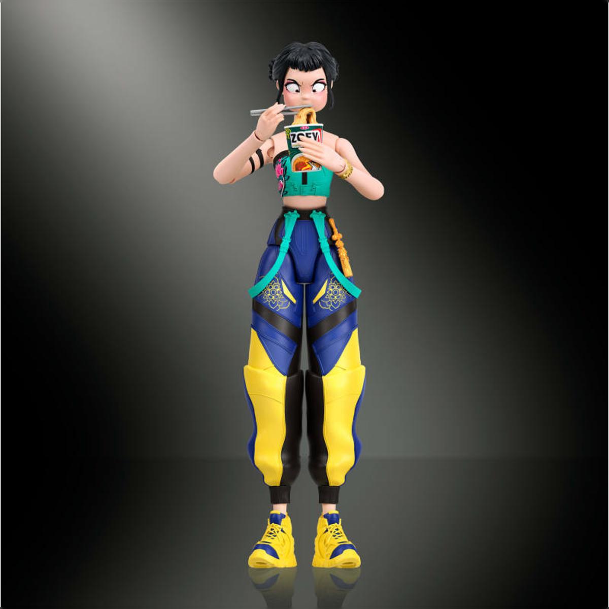 Imagen 5 de Figura Zoey de las HUNTR/X 14,2 cm con cuchillas espirituales, accesorios y piezas intercambiables Mattel