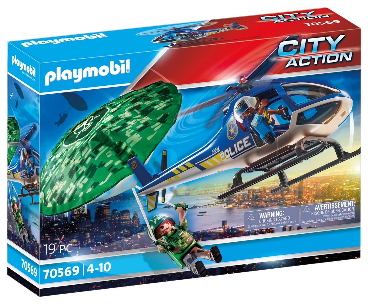 Imagen 0 de Helicóptero de Policía: persecución en paracaídas Playmobil City Action