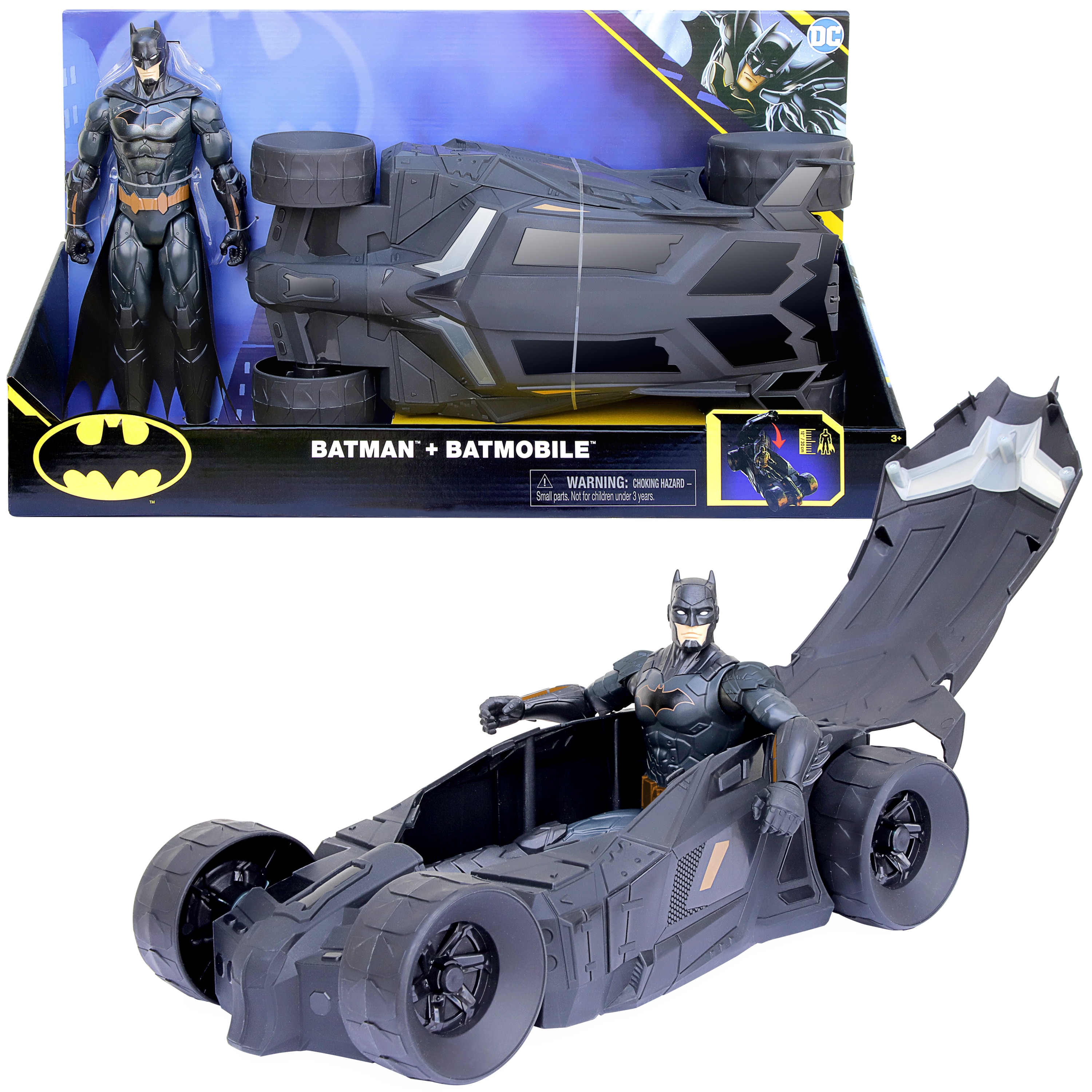Set de Batman y Batimóvil, figura de acción de Batman de 30 cm Superhéroe DC Cómics 3