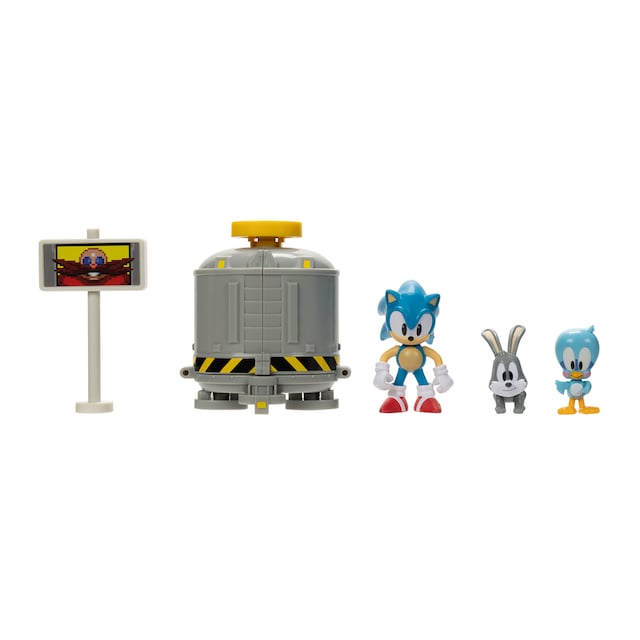 Set Diorama "Nivel Claro" con 3 figuras coleccionables de 6 cm y accesorios para jugar Sonic Sega