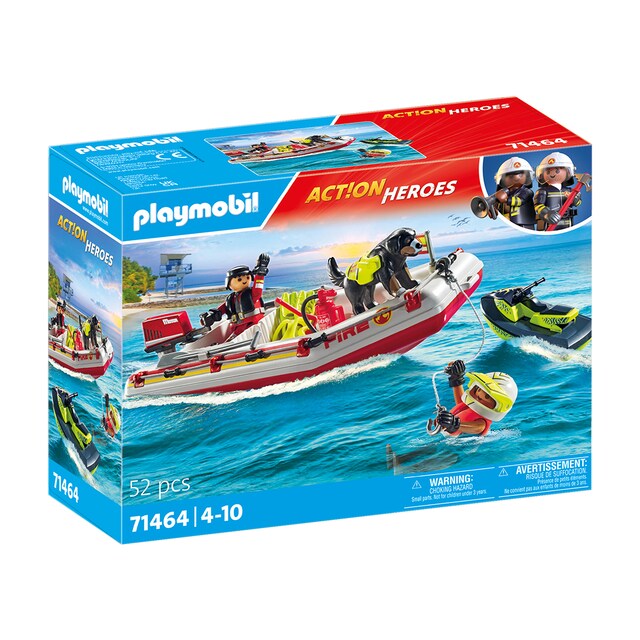 Bote de bomberos con moto acuática Playmobil Action Heroes