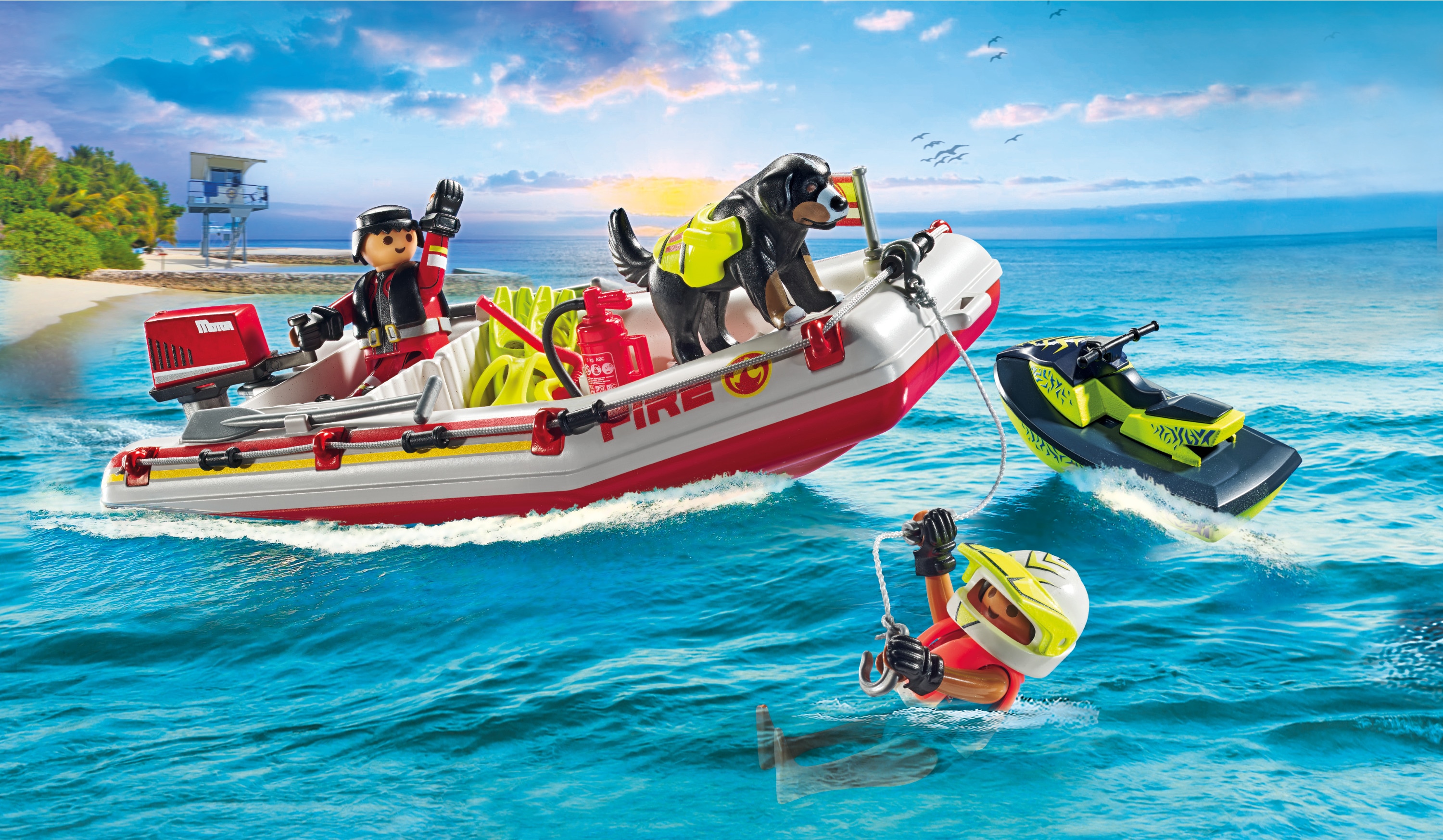 Bote de bomberos con moto acuática Playmobil Action Heroes 4