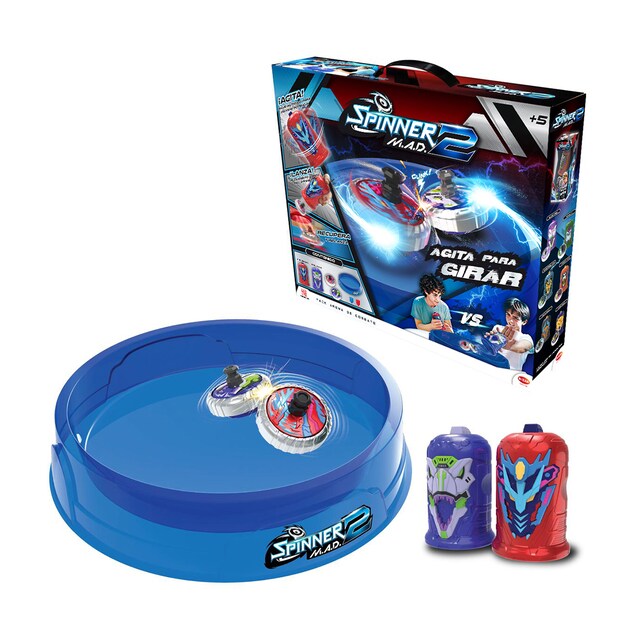 Arena de combate con dos peonzas Spinner Mad