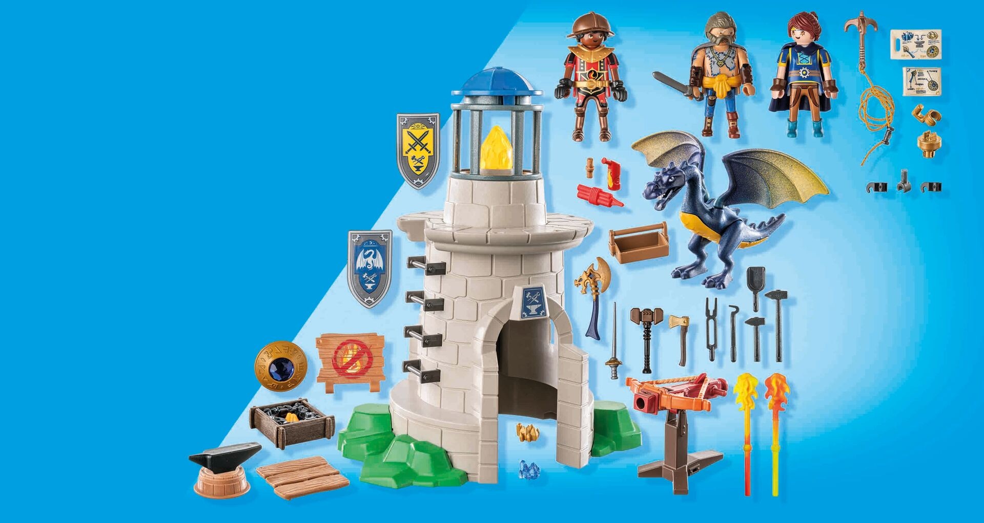 Torre de caballeros con herrero y dragón Playmobil 3