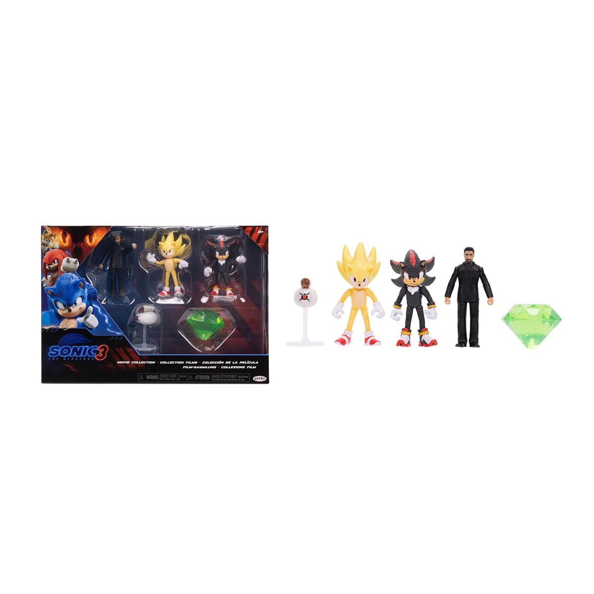 Pack de figuras Sonic 3 con Super Sonic, Shadow, Agente Stone y accesorio Dron Burrito Sonic The Hedgehog Sega 2