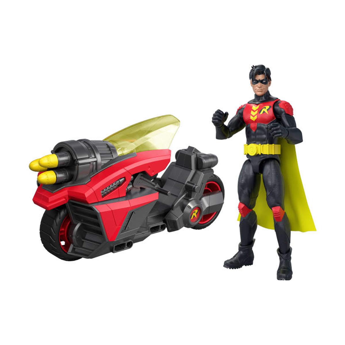 Imagen 0 de Figura Robin 16 5 cm con motocicleta y lanzador de proyectiles Universo DC