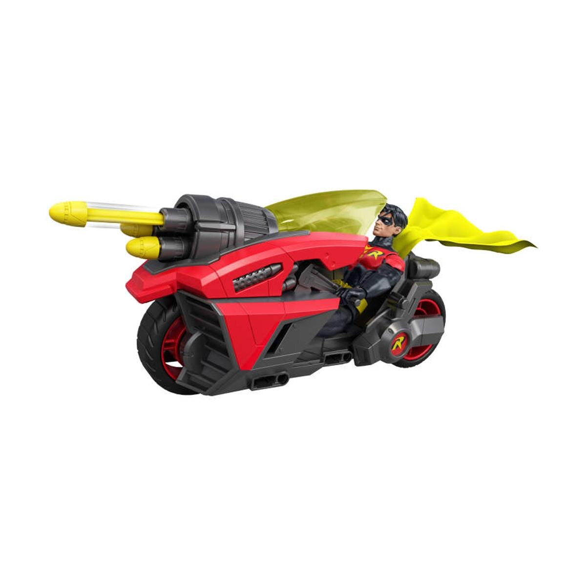 Figura Robin 16 5 cm con motocicleta y lanzador de proyectiles Universo DC 3