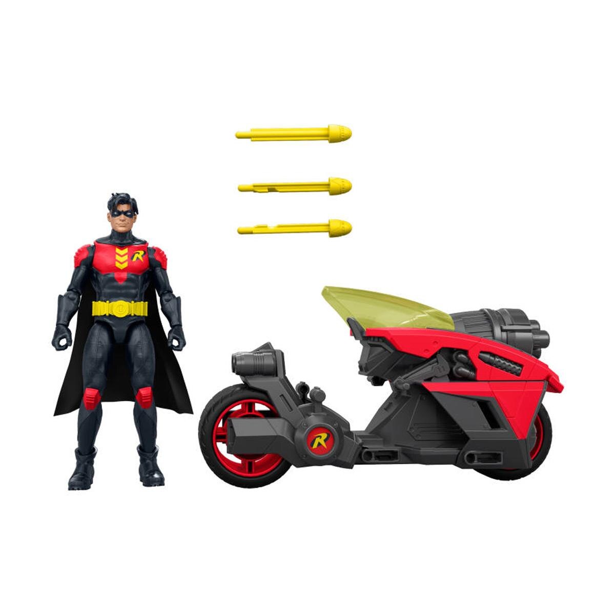 Figura Robin 16 5 cm con motocicleta y lanzador de proyectiles Universo DC 5