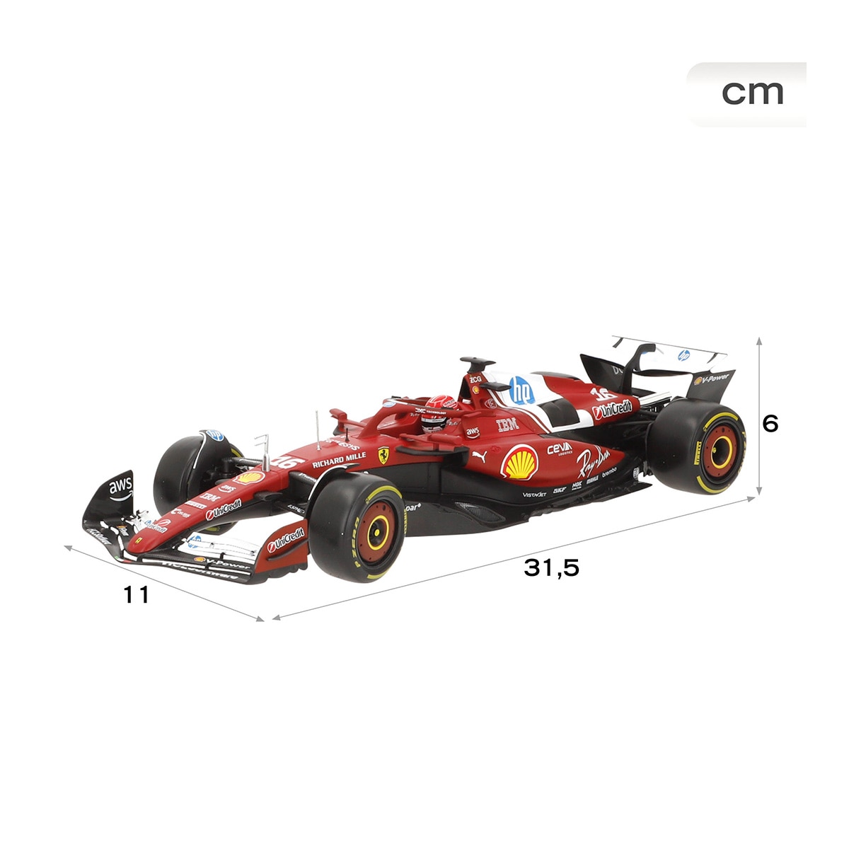 Coche F1 escala 1:18 Sf-25 16 Leclerc Ferrari Burago 4