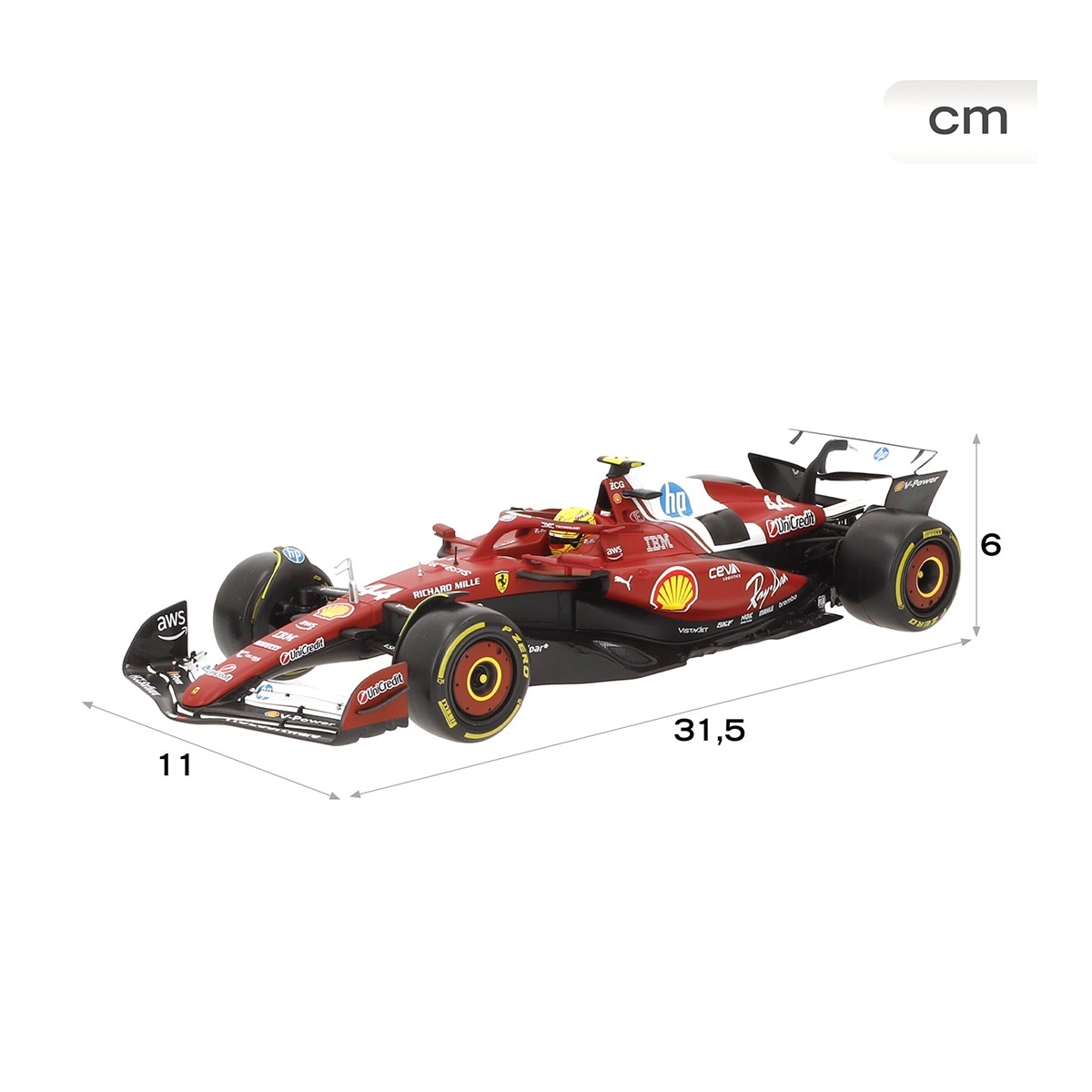 Coche F1 escala 1:18 Sf-25 44 Hamilton Ferrari Burago 4