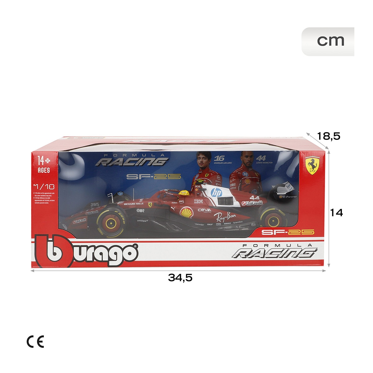 Coche F1 escala 1:18 Sf-25 44 Hamilton Ferrari Burago 7