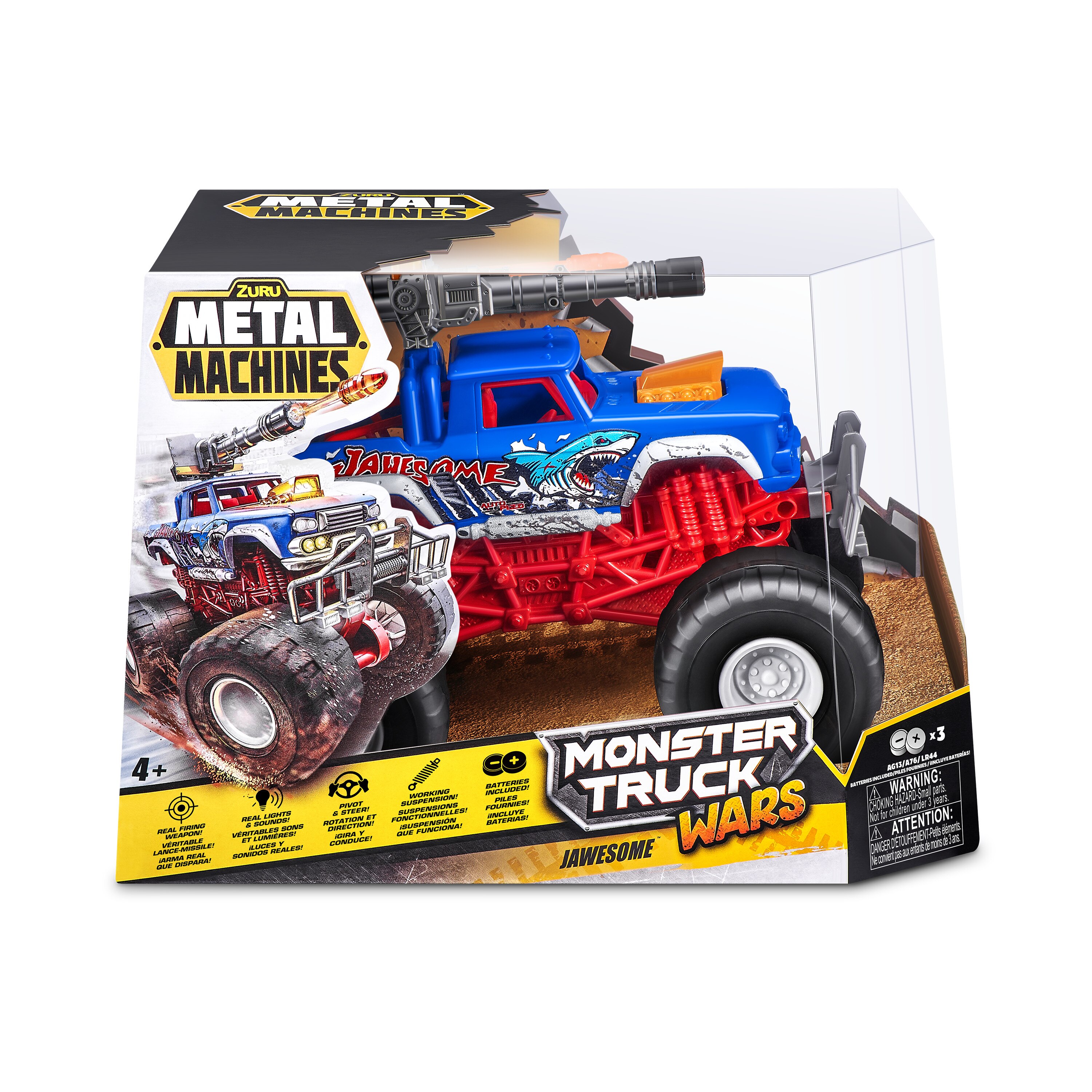 Vehículo Metal Machines-Monster Truck Wars con lanzador, luces y sonido 2