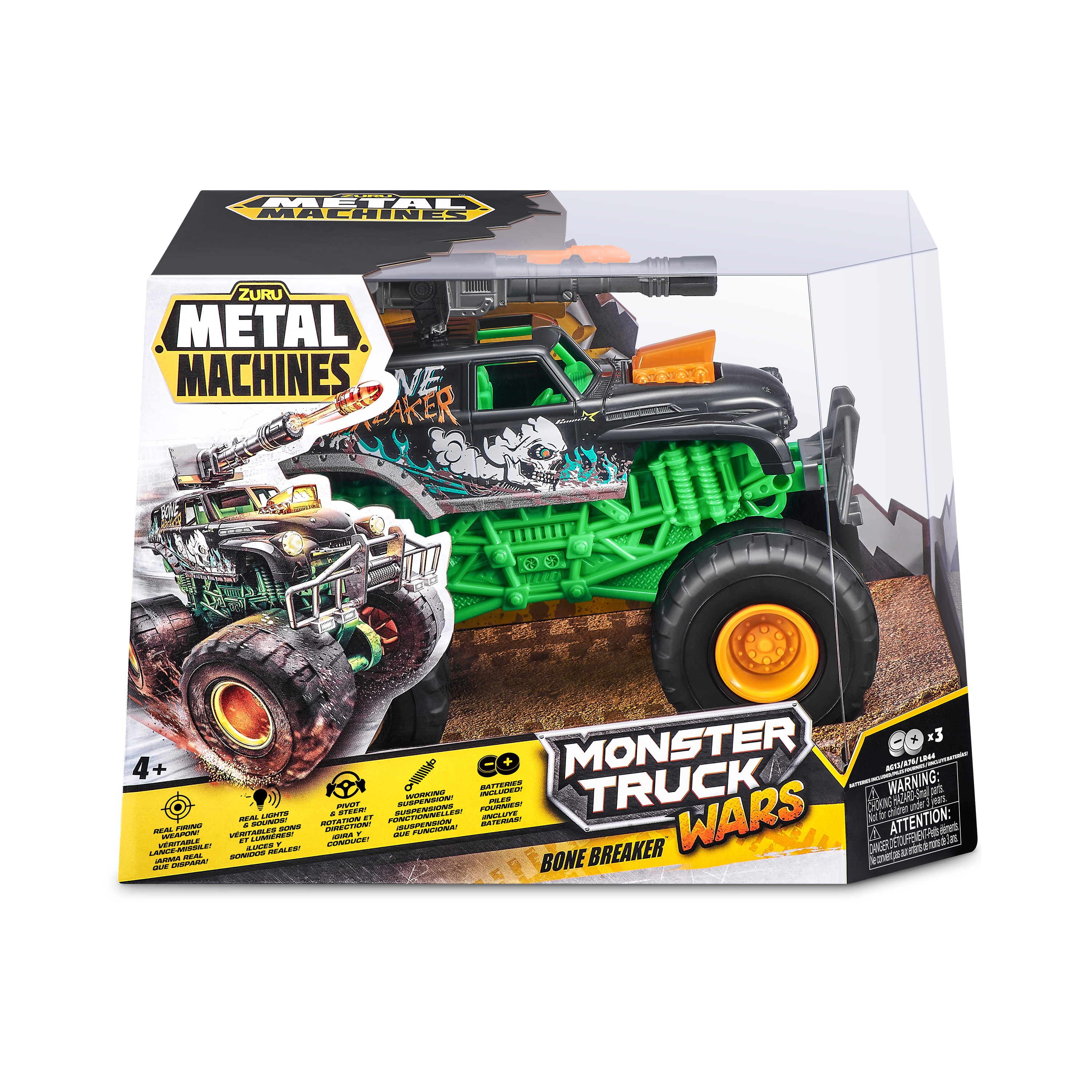 Vehículo Metal Machines-Monster Truck Wars con lanzador, luces y sonido 3
