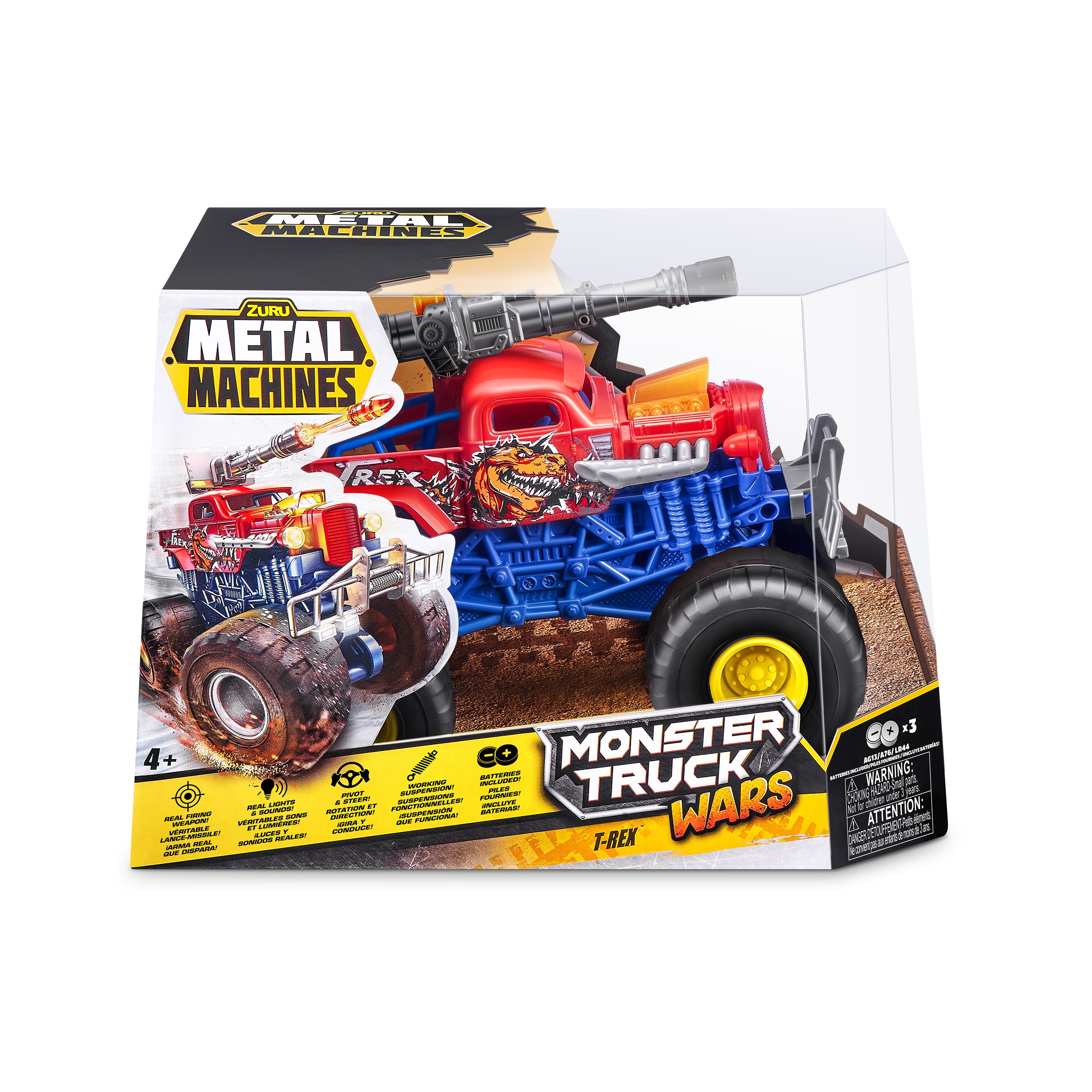 Vehículo Metal Machines-Monster Truck Wars con lanzador, luces y sonido 4