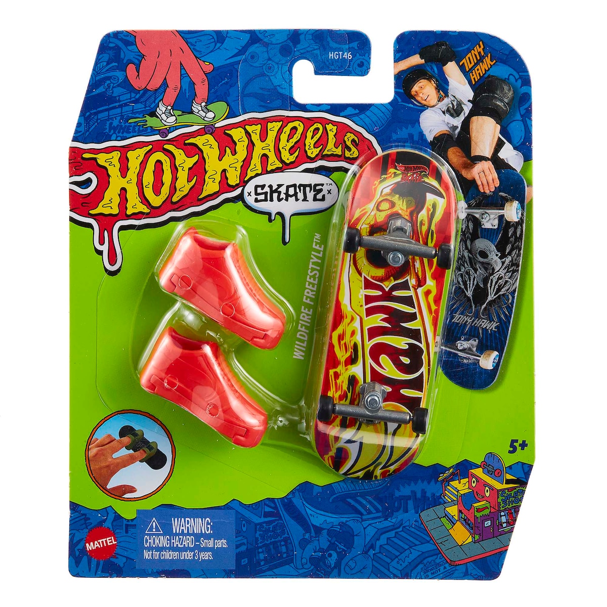 Hot Wheels Skate Monopatín de juguete con zapatillas para dedos