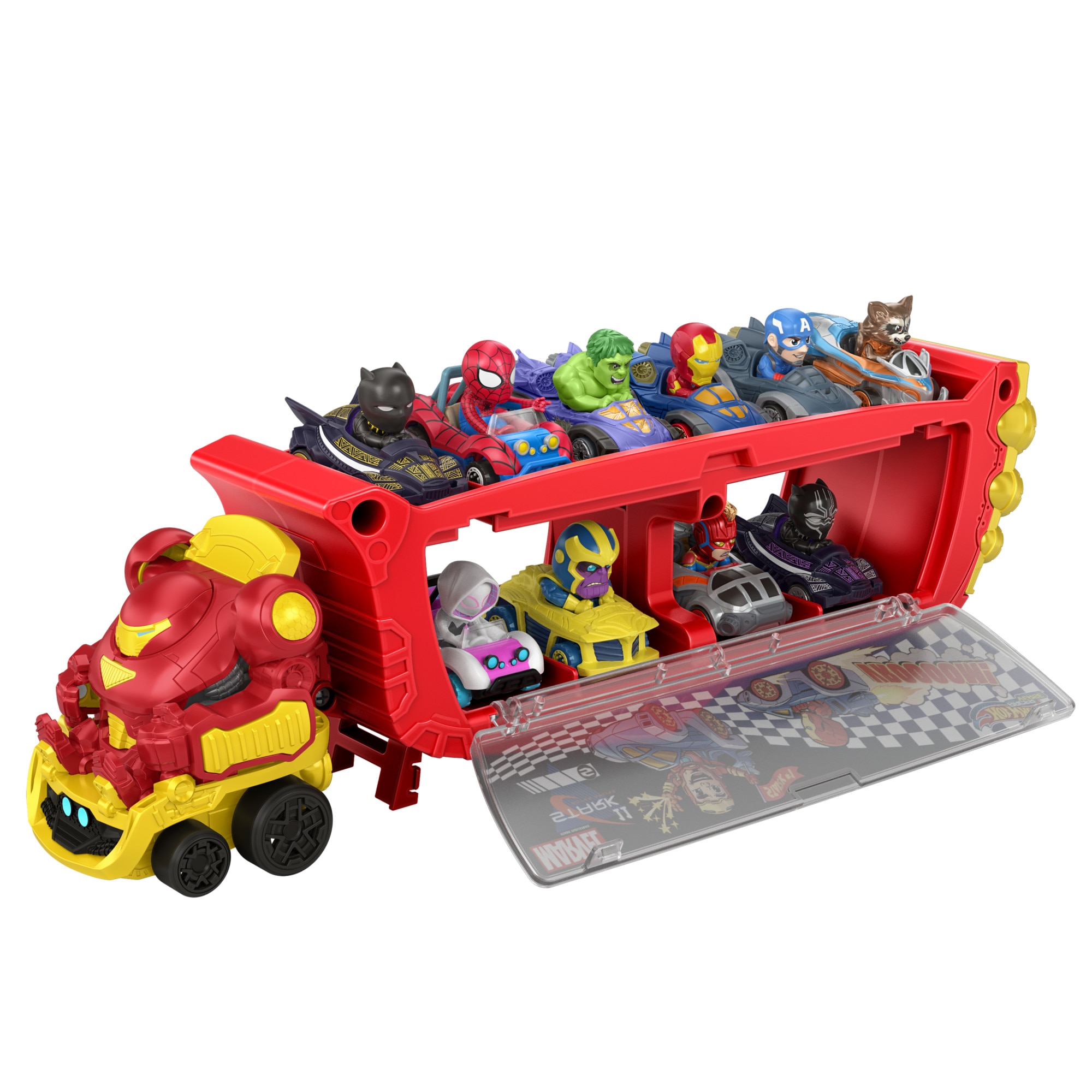 Camión transporte para coches de juguete Hulkbuster Hot Wheels Racerverse 4