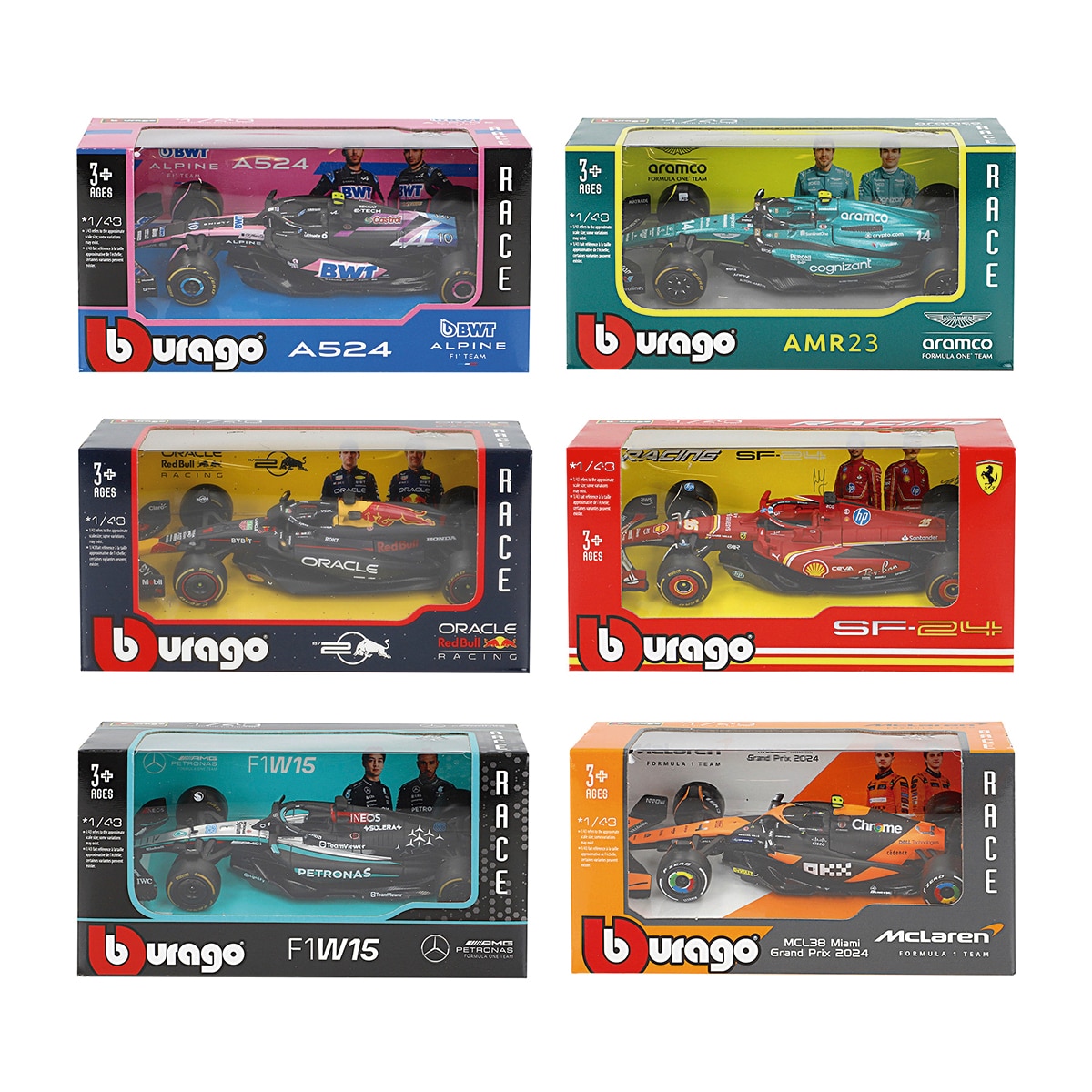 Imagen 0 de Coches metal 1:43 F1 2024 BBURAGO. Modelos Surtidos