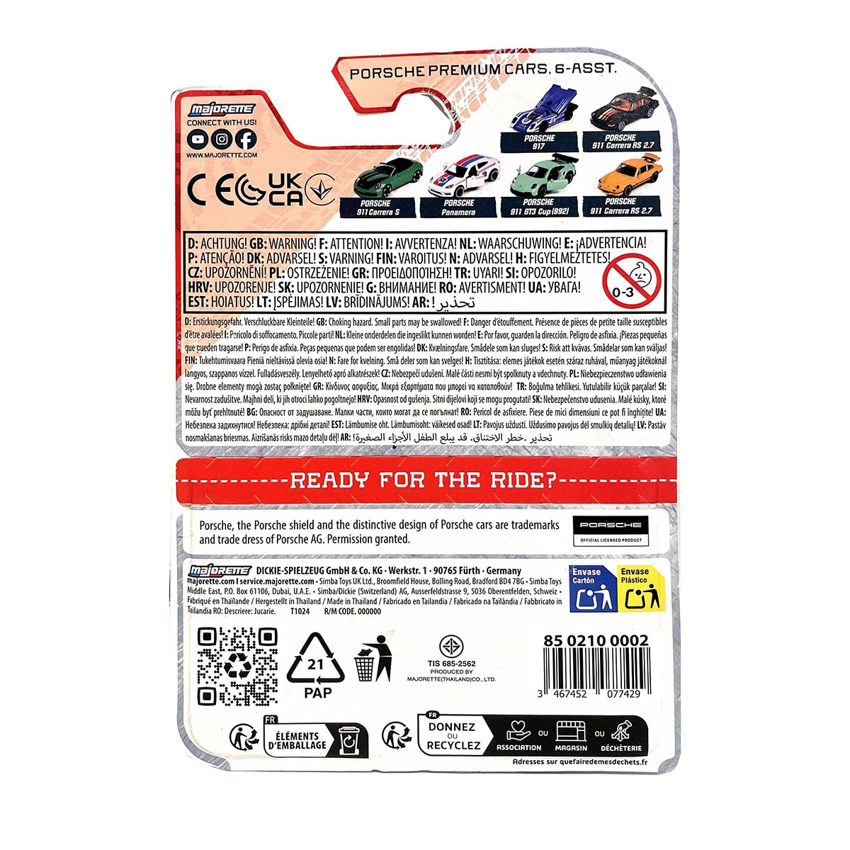 Coche de metal a escala 1:64 Ride Cool Premium Porsche Majorette modelos surtidos 2