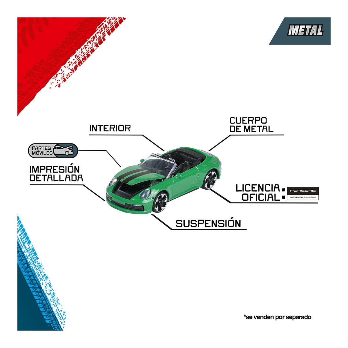 Coche de metal a escala 1:64 Ride Cool Premium Porsche Majorette modelos surtidos 6