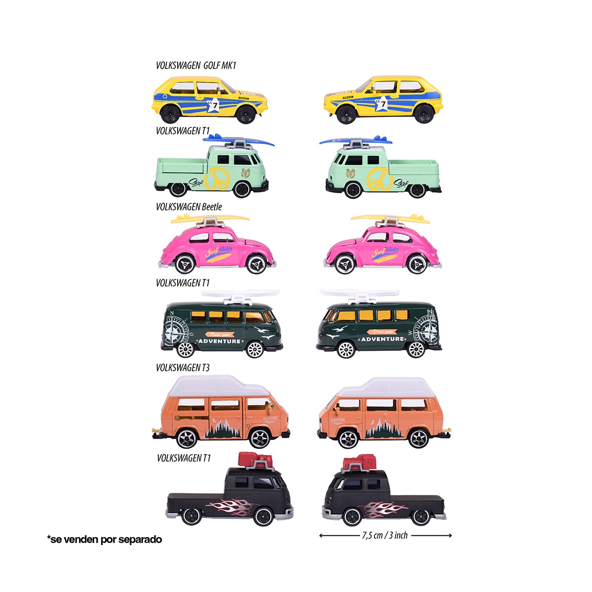 Coche y furgoneta de metal a escala 1:64 Ride Wild Premium Volkswagen Majorette modelos surtidos 5